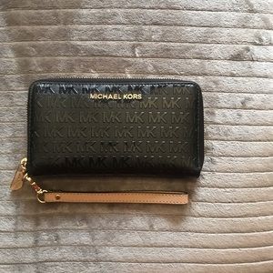 Black MK Wallet with detachable Wristlet